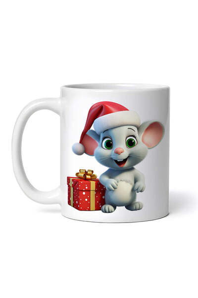 OEM Cană albă personalizată, Șoricel cu cadouri de Crăciun, INOVATIX®. 330ml