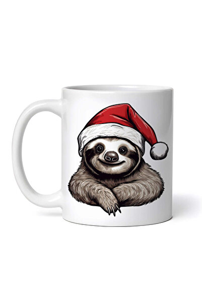 OEM Cană albă personalizată, Leneș care pozează de Crăciun, Inovatix®. 330 ml