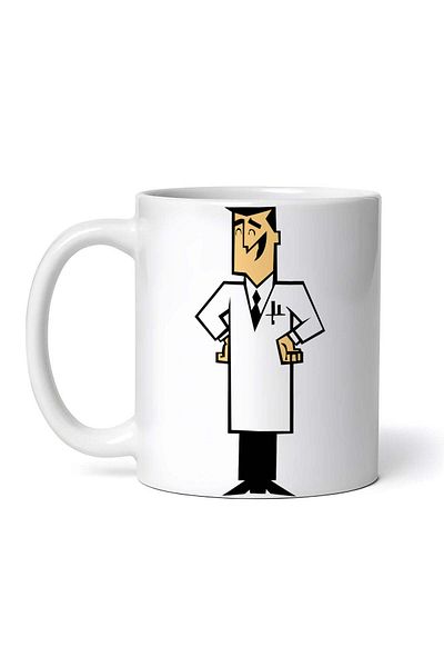 OEM Cană albă personalizată, Profesorul Utonium Fetițele Powerpuff, INOVATIX®. 330 ml