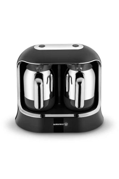 KORKMAZ Korkmaz Kahvekolek Double Turkish Coffee Maker, Black/Chrome or Black and Silver, A861 01