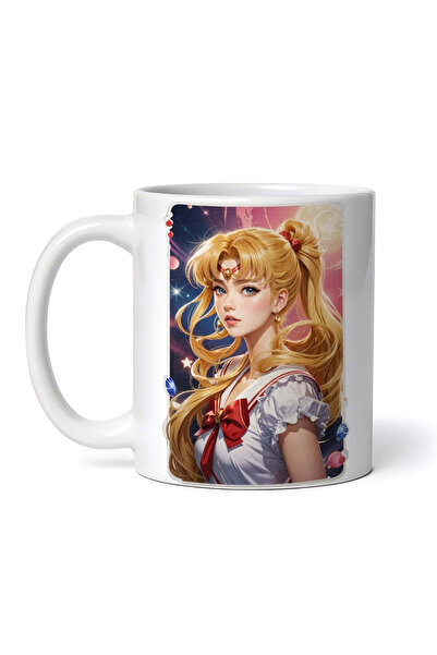 OEM Cană albă personalizată, Sailor Moon cu fundă, Inovatix®. 330 ml