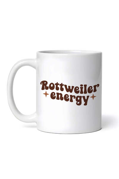 OEM Cană albă personalizată, logo Rottweiler energy, INOVATIX®. 330 ml