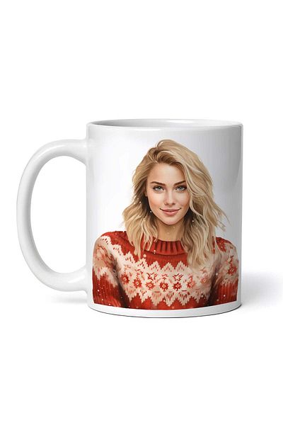 OEM Cană albă personalizată, Gloria Winter Sweater, INOVATIX®. 330ml