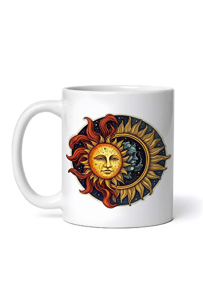 OEM Cană albă personalizată, Lună și Soare Celestial, Inovatix®. 330 ml