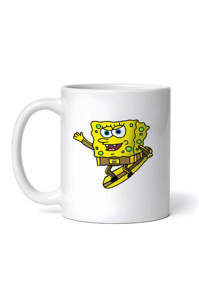 OEM Cană albă personalizată, meme cu Spongebob pe skateboard, Inovatix®. 330 ml