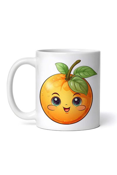 OEM Cană albă personalizată, portocaliu zâmbitor, INOVATIX®. 330ml