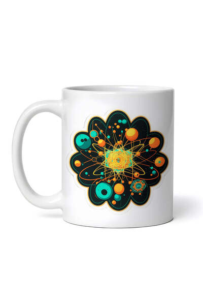 OEM Cană albă personalizată, Structură atomică universală, Inovatix®. 330 ml