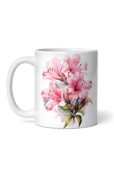 OEM Cană albă personalizată, ramură de azalee înflorită, INOVATIX®. 330ml