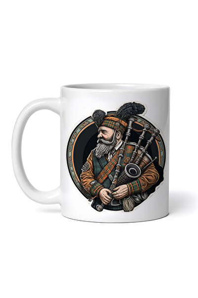 INOVATIX Personalized White Mug, Scotsman With Bagpipes, Inovatix®. 330ml