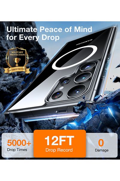 TORRAS Magnetic Shockproof for Samsung Galaxy S24 Ultra Case, Clear