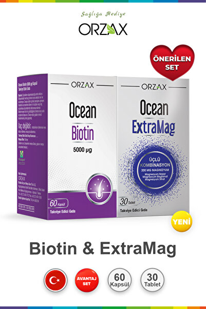 Orzax Ocean Biotin 60 Kapsül & Ocean ExtraMag 30 Tablet