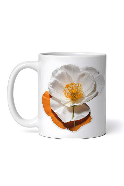 OEM Cană albă personalizată, floare de mac californian cu tulpină scurtă, INO...