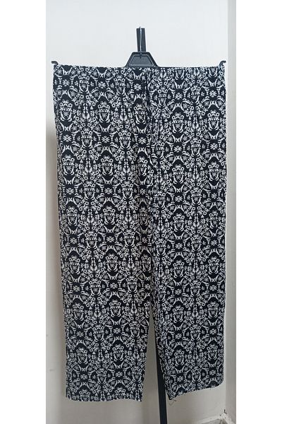 AKŞEN GİYİM Plus Size Cotton Woven Viscosa Fabric Full Summer High Elastic Waist Loose Leg Pants