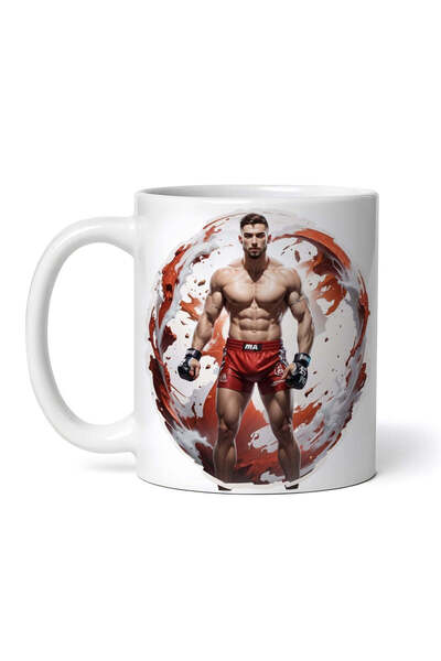 OEM Cană albă personalizată, luptător MMA, INOVATIX®. 330ml
