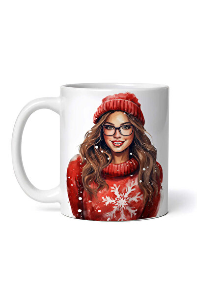 OEM Cană albă personalizată, pulover de iarnă Camelia, INOVATIX®. 330ml