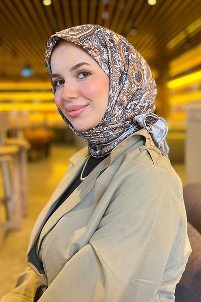 Sultan Eşarp Sultan Soft Cotton Scarf - Ethnic Pattern - SSE0237-30 - Πορτοκαλί, Βιζόν