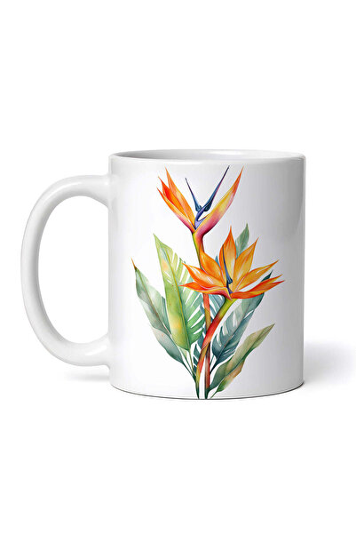 OEM Cană albă personalizată, Strelitzia pasărea paradisului, INOVATIX®. 330ml