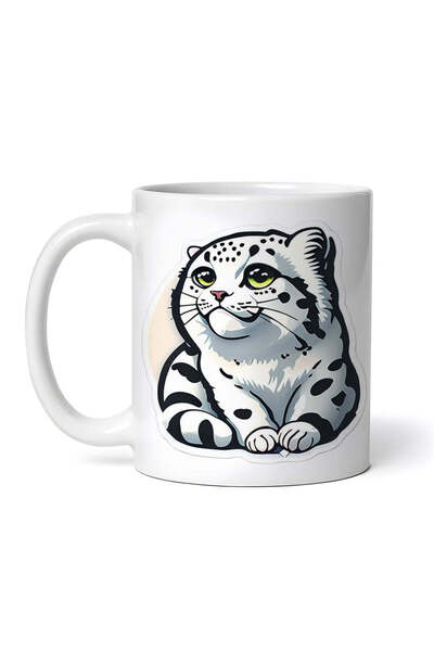 OEM Cană albă personalizată, Leopard de zăpadă, Inovatix®. 330 ml