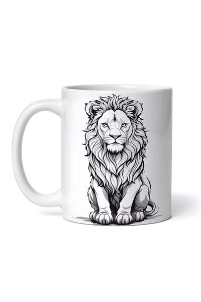 OEM Εξατομικευμένη Λευκή Κούπα, Γραφικό Λιοντάρι, Inovatix®. 330ml