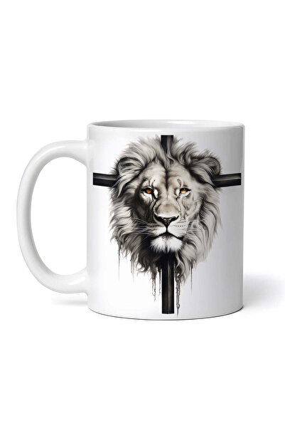 OEM Εξατομικευμένη Λευκή Κούπα, Λιοντάρι στον Σταυρό, Inovatix®. 330ml