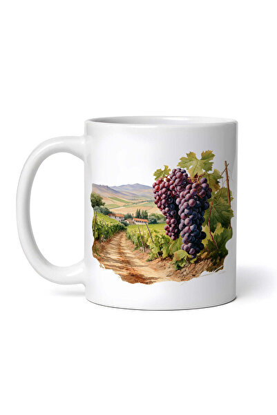 OEM Cană albă personalizată, struguri roz, Inovatix®. 330 ml