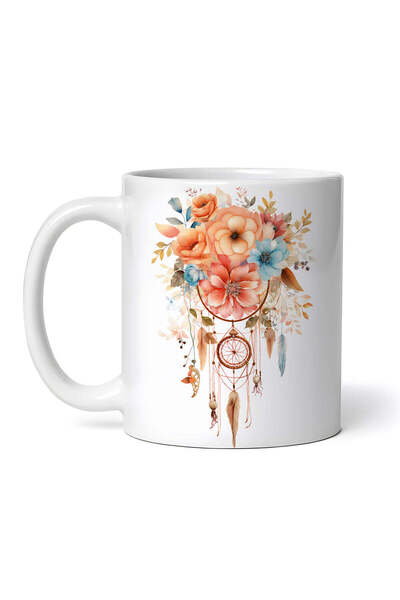 OEM Cană albă personalizată, Dreamcatcher Flowers Amber, INOVATIX®. 330ml