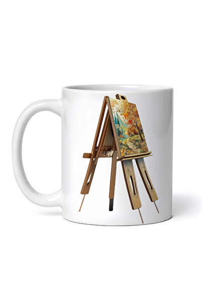 OEM Cană albă personalizată, șevalet cu peisaj forestier, Inovatix®. 330 ml