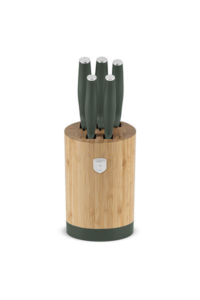 Berlinger Haus 6-piece Knife Set With Bamboo Stand Green Matte Collection Bh 2757