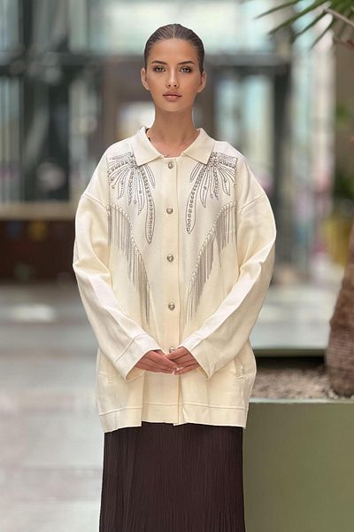 Ghisa Jewelled Chain Tasseled Knitwear Cardigan