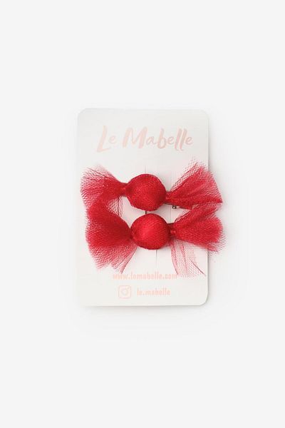 Le Mabelle Girl's 2-Piece Clip Buckle with Red Candy Figure