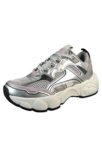 Buffalo Damen Low Sneaker Cld Run 1636077 Silberfarben Silver/black/rose Textil/synthetik
