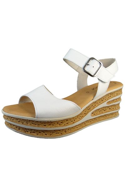 GABOR Damen Komfort Sandalen Keil F-weite 44.651 Weiß 21 Weiss Leder