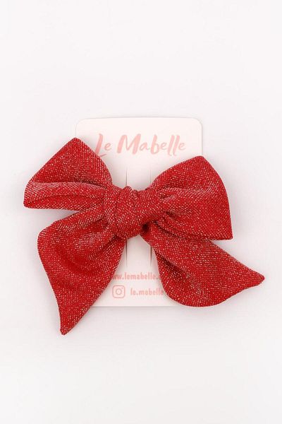 Le Mabelle Red Glittery Bow Girl's Clip Buckle