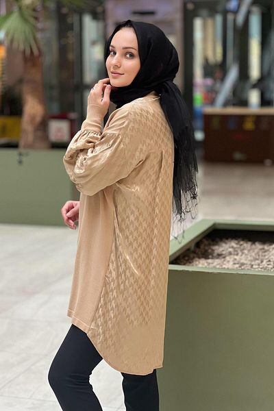 Ghisa Front Knitwear Back Houndstooth Jacquard Pattern Cardigan