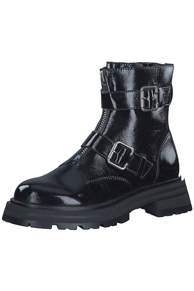 Tamaris Damen Elegante Stiefelette 1-25320-41 Schwarz 018 Black Patent Kunstleder