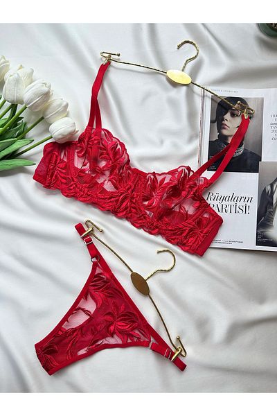 La Linaa Mona Women's Red Bralette Set