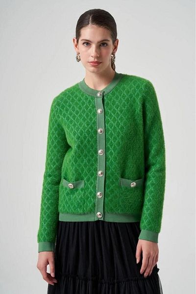Nuss Cardigan scurt Angora cu model diamantat