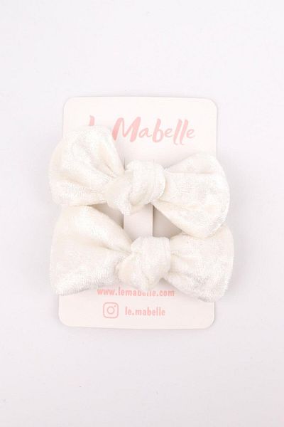 Le Mabelle Λευκή αγκράφα 2 τεμαχίων Velvet Girl's Clip
