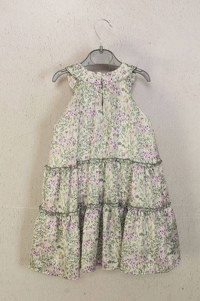 DMB BOYS & GIRLS Girl Child Halter Neckline Linen Lined Floral Chiffon Dress