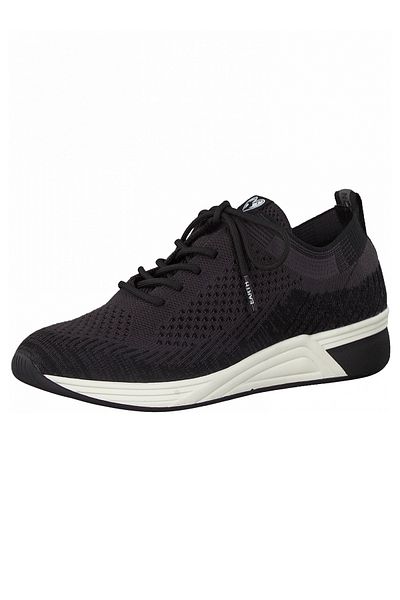 Marco Tozzi Damen Low Sneaker Earth-edition Vegan 2-23760-26 Schwarz 098 Black Comb Textil Mit Removable Sock