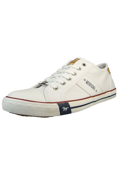 Mustang Herren Low Sneaker Low Top 4058310 Weiß 1 Weiss Leinen