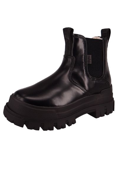 Buffalo Damen Elegante Stiefelette Aspha Chelsea Warm Vegan 1622286 Schwarz Black Textil/synthetik