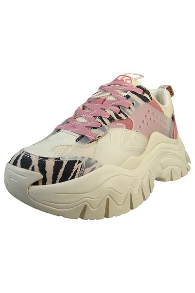 Buffalo Damen Low Sneaker Trail One Low Top 1636370 Beige Beige Rose Leo Textil/synthetik Mit Perfect Fit M