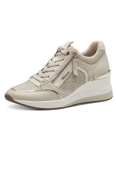 Tamaris Damen Low Sneaker Low Top 1-23703-41 Creme 497 Cream Comb Leder/synthetik Mit Removable Sock