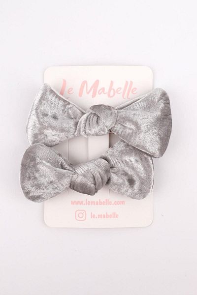 Le Mabelle Gray 2-Piece Velvet Girl's Clip Buckle
