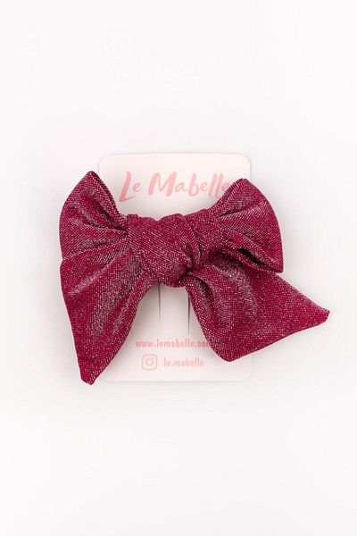 Le Mabelle Fuchsia Glittery Bow Girl's Clip Buckle
