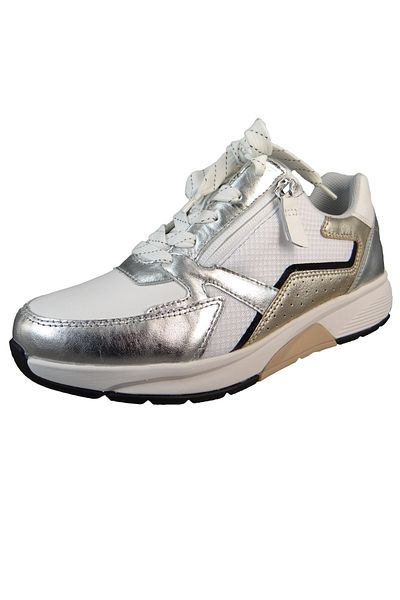 GABOR Damen Low Sneaker Low Top 46.878 Weiß 51 Weiß-silber Leder
