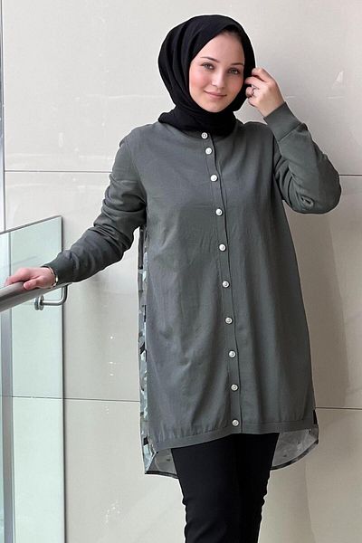 Nuss Cupra Mercerized Cardigan with Pattern on the Back