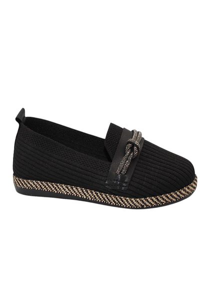 Celira Black Knitwear Stone Women's Daily Ballerina Shoes