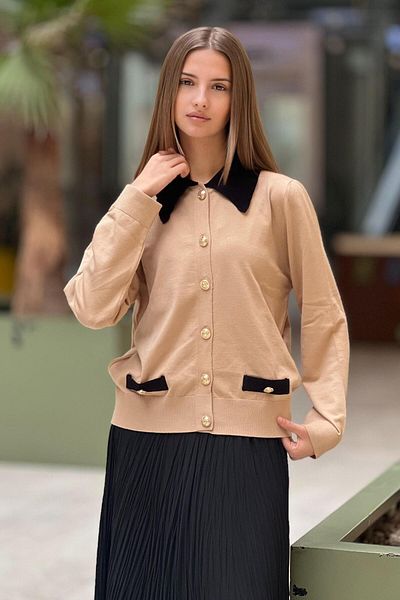 Ghisa Collared Short Knitwear Cardigan
